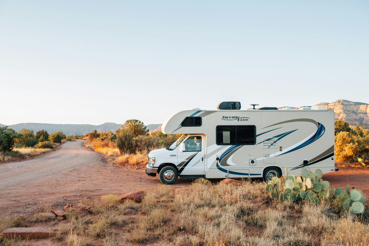 Recreational vehicle in a remote landscape